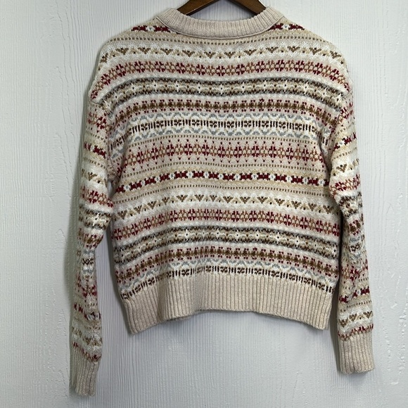 American Eagle - Fairisle Snowdrift Oatmeal Fun Design Crewneck Sweater Size XS - Picture 12 of 12
